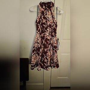 B Darlin Burgundy Floral Mini Dress